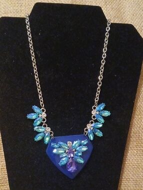 Blue Crystal Statement Necklace - Women Jewelry